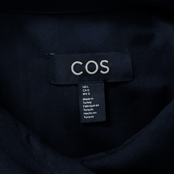 COS Utility Wool Blend Mini Shirt Dress‎ in Dark Navy - Picture 12 of 12